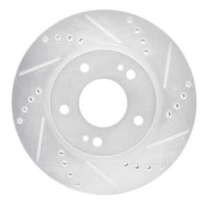 Chrysler Sebring Brake Rotor (1) - Front Right - R1 Concepts - Drilled & Slotted - Silver - `00-`24